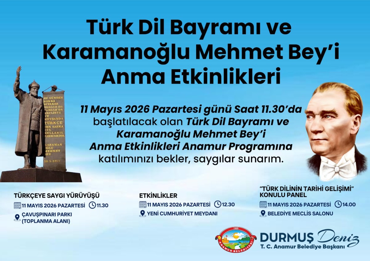 Türk Dil Bayramı Kutlamaları Anamur’dan Başlatılacak..