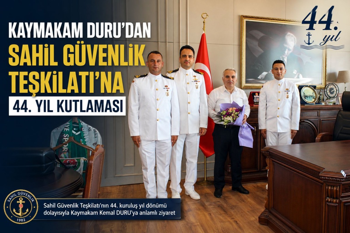 Sahil Güvenlikten Kaymakam Duru’ya Kuruluş Yılı Ziyareti..