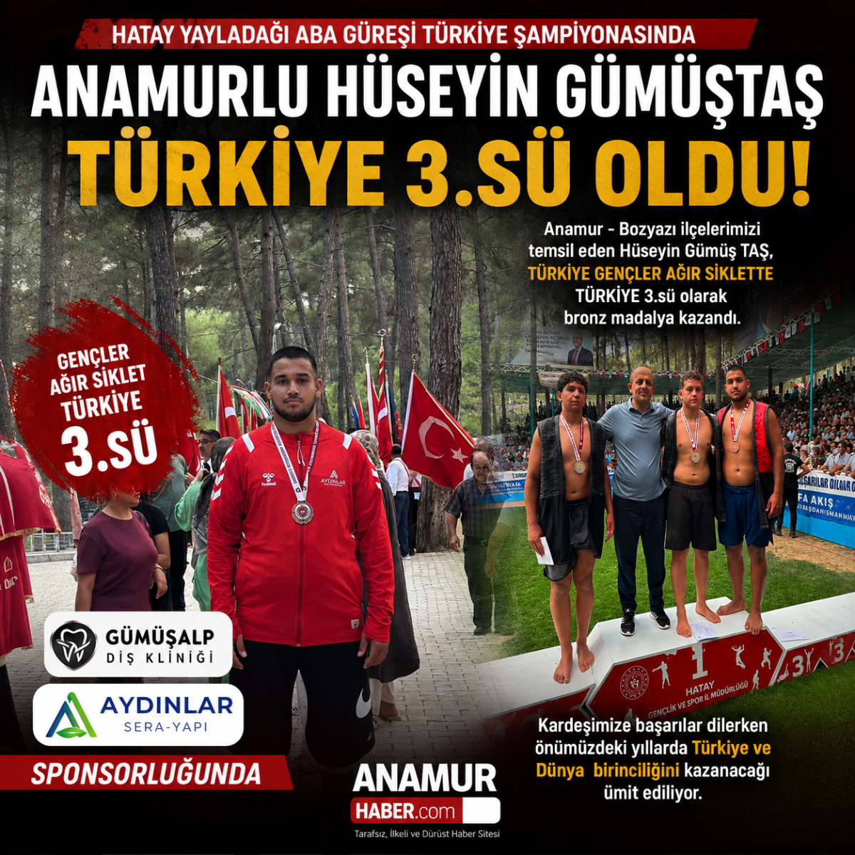 Anamurlu Hüseyin Gümüştaş, Türkiye Üçüncüsü Oldu!